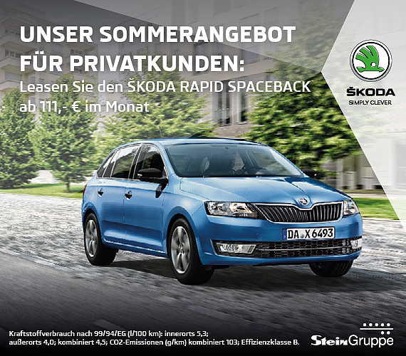 Leasen Sie den ŠKODA RAPID SPACEBACK ab 111,- € im Monat