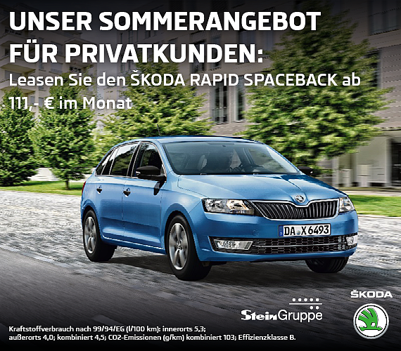 Leasen Sie den ŠKODA RAPID SPACEBACK ab 111,- € im Monat